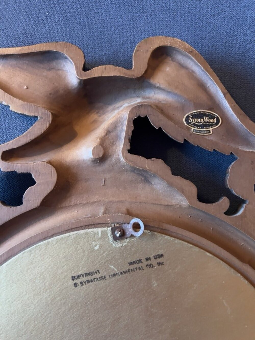 MCM Americana Eagle Convex Wall Mirror Federal 21" Original Tag Syroco Inc USA - Picture 6 of 9